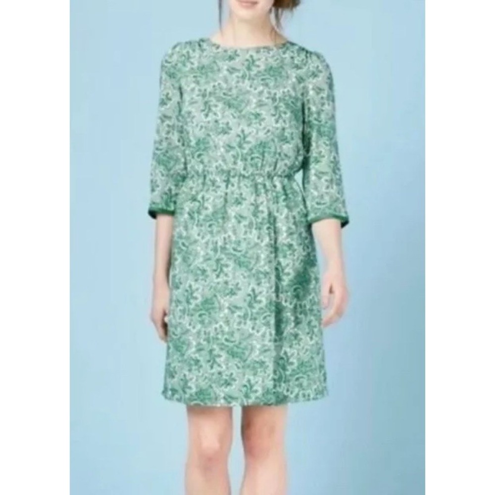 Boden Women Dolly Day Green Paisley Faux Wrap Skirt Size 4 Normcore Midi Dress